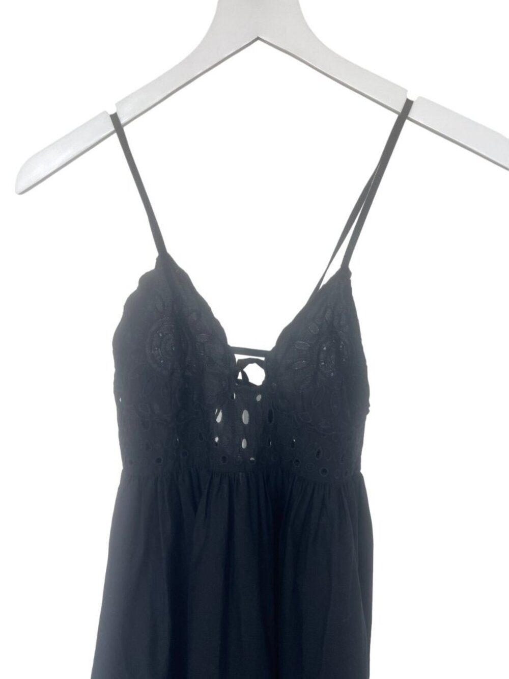 Zara Black Eyelet Trim Poplin Maxi Dress - Picture 8 of 8